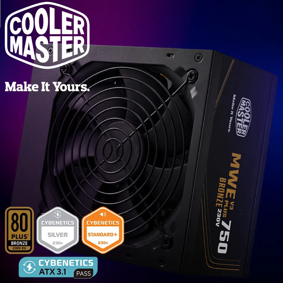 MEP-7501-ACABW-3BEU Cooler Master MWE Bronze 750W Power Supply Cooler Master MWE Bronze 750W Non-Modular ATX 3.1 Power Supply