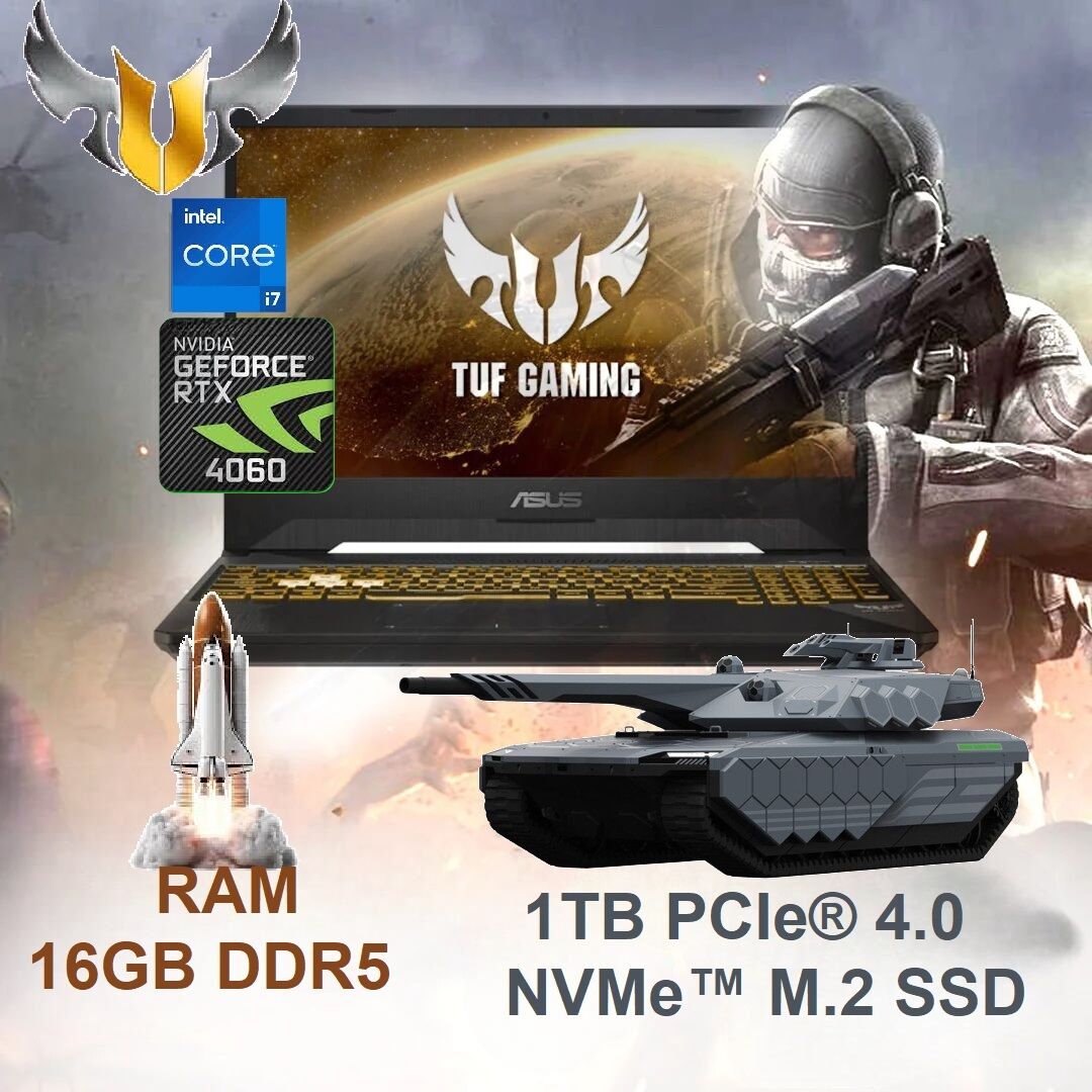 TUF Gaming F15 i7-13620H RTX 4070 1TB SSD 90NR0BV7-M00L10 TUF Gaming F15 i7-13620H RTX 4060 1TB SSD ASUS TUF Gaming F15 FX507VV Intel® Core™ i7-13620H | 16GB DDR5 RAM ; 1TB SSD | RTX™ 4070