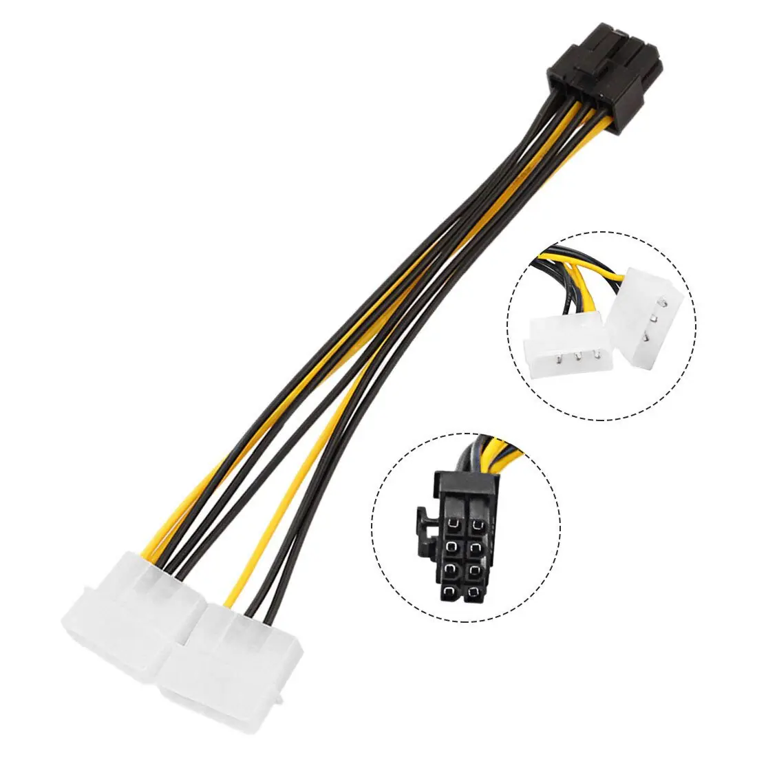 2XIDE-TO-8-PIN 8 Pin PCI Express to Dual 4 Pin Molex LP4 Graphics Card Power Cable